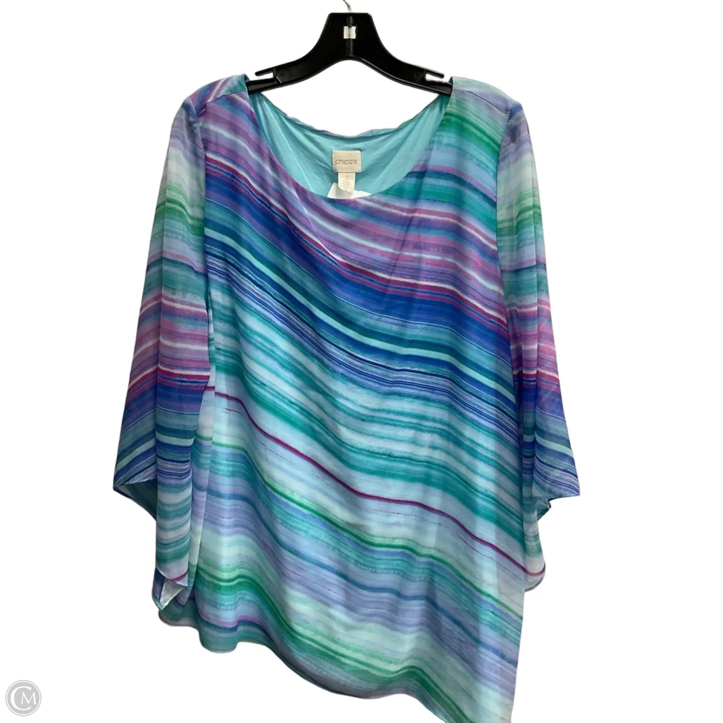 Tunic 3/4 Sleeve By Chicos In Blue, Size: Xxl