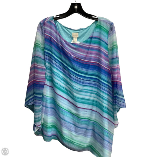 Tunic 3/4 Sleeve By Chicos In Blue, Size: Xxl