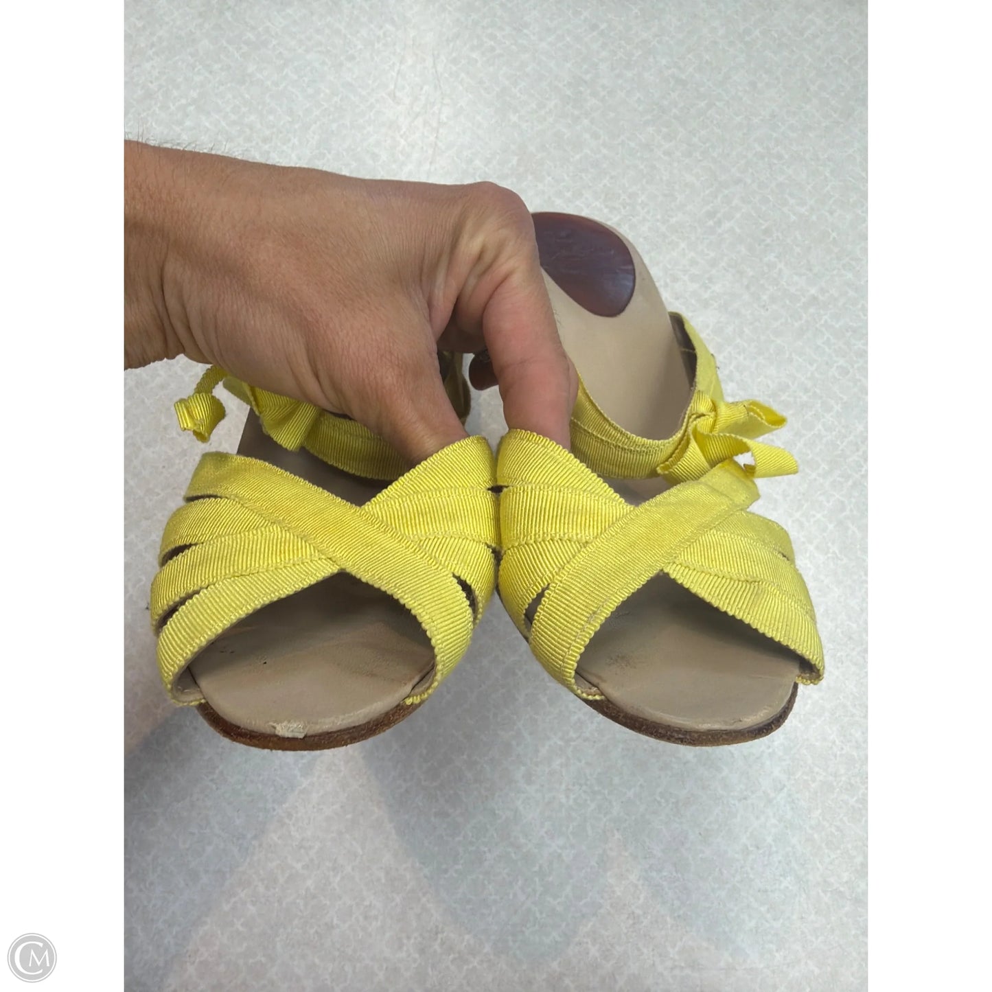 Sandals Luxury Designer By Christian Louboutin In Yellow, Size: 9.5