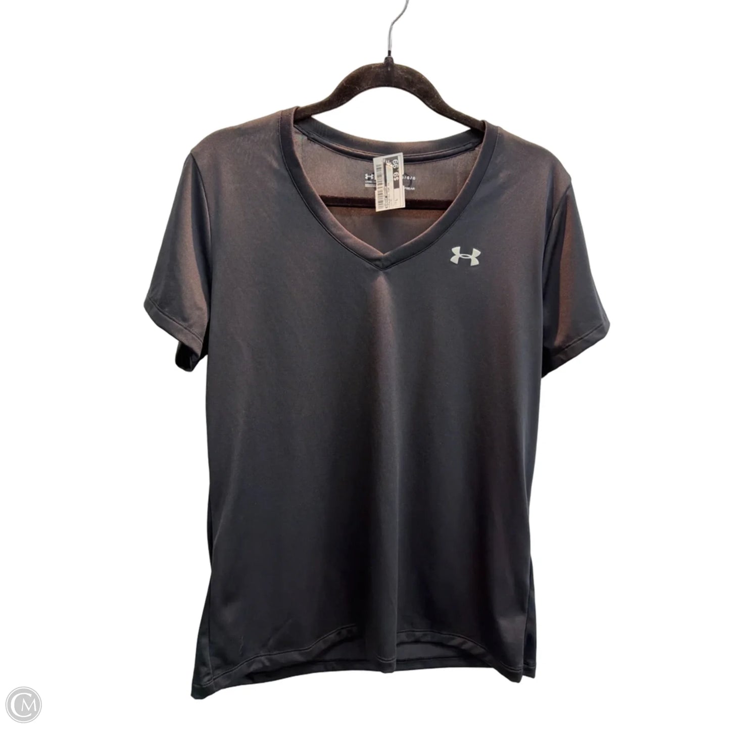 Athletic Top Short Sleeve By Under Armour In Black, Size: L