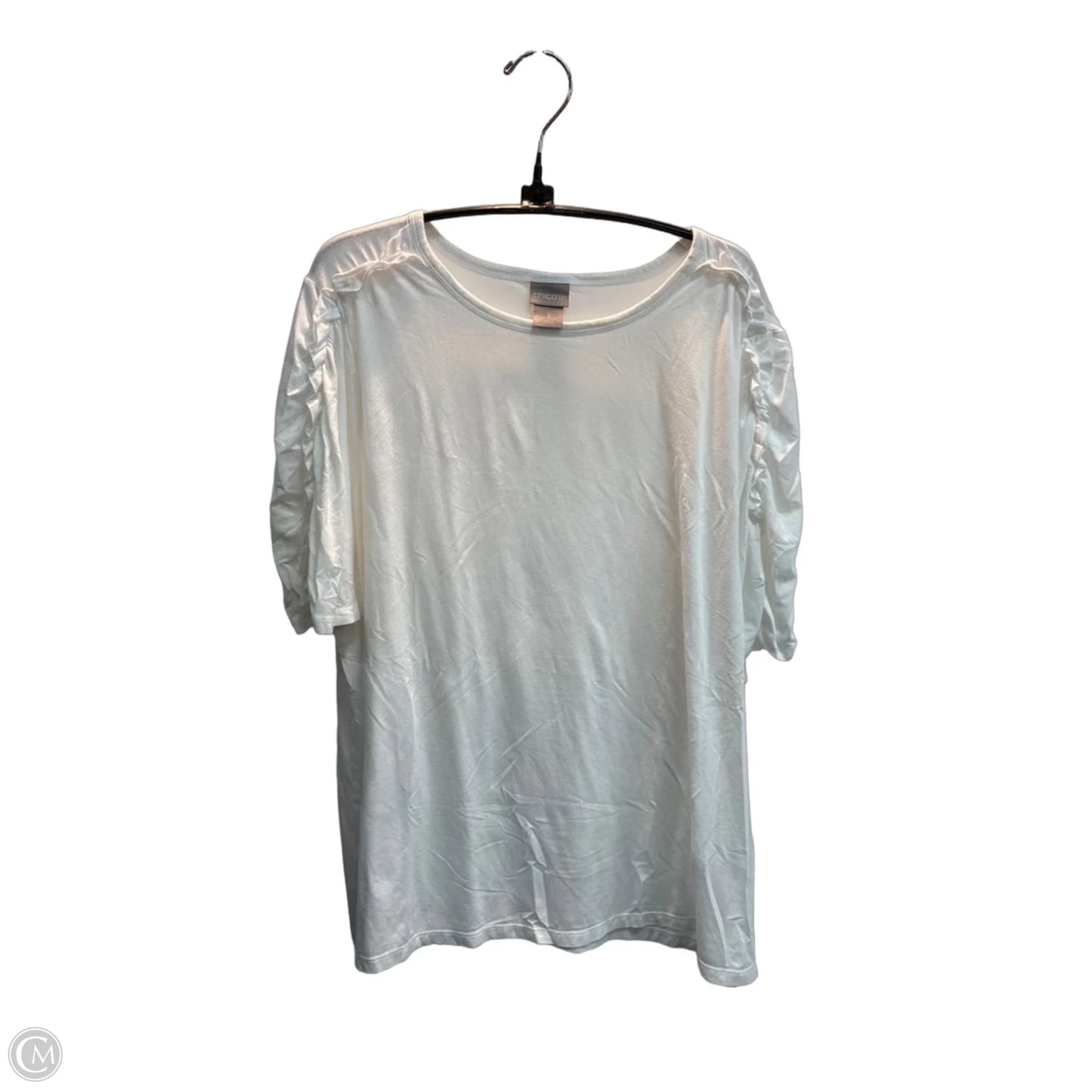 Top Short Sleeve By Chicos In White, Size: Xl