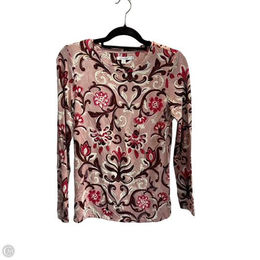 Top 3/4 Sleeve Basic By Chicos In Floral Print, Size: Xs
