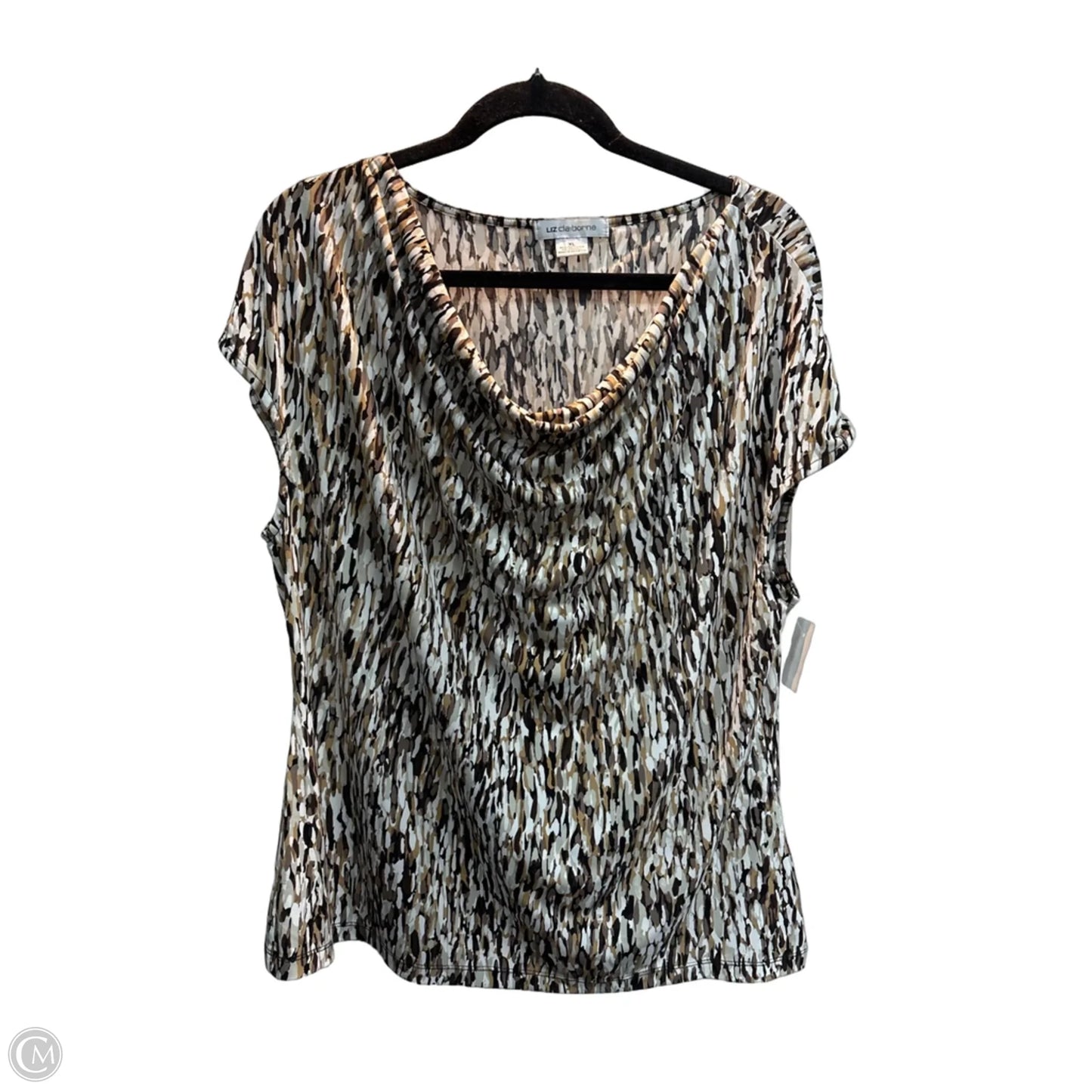 Top Short Sleeve By Liz Claiborne In Animal Print, Size: Xl