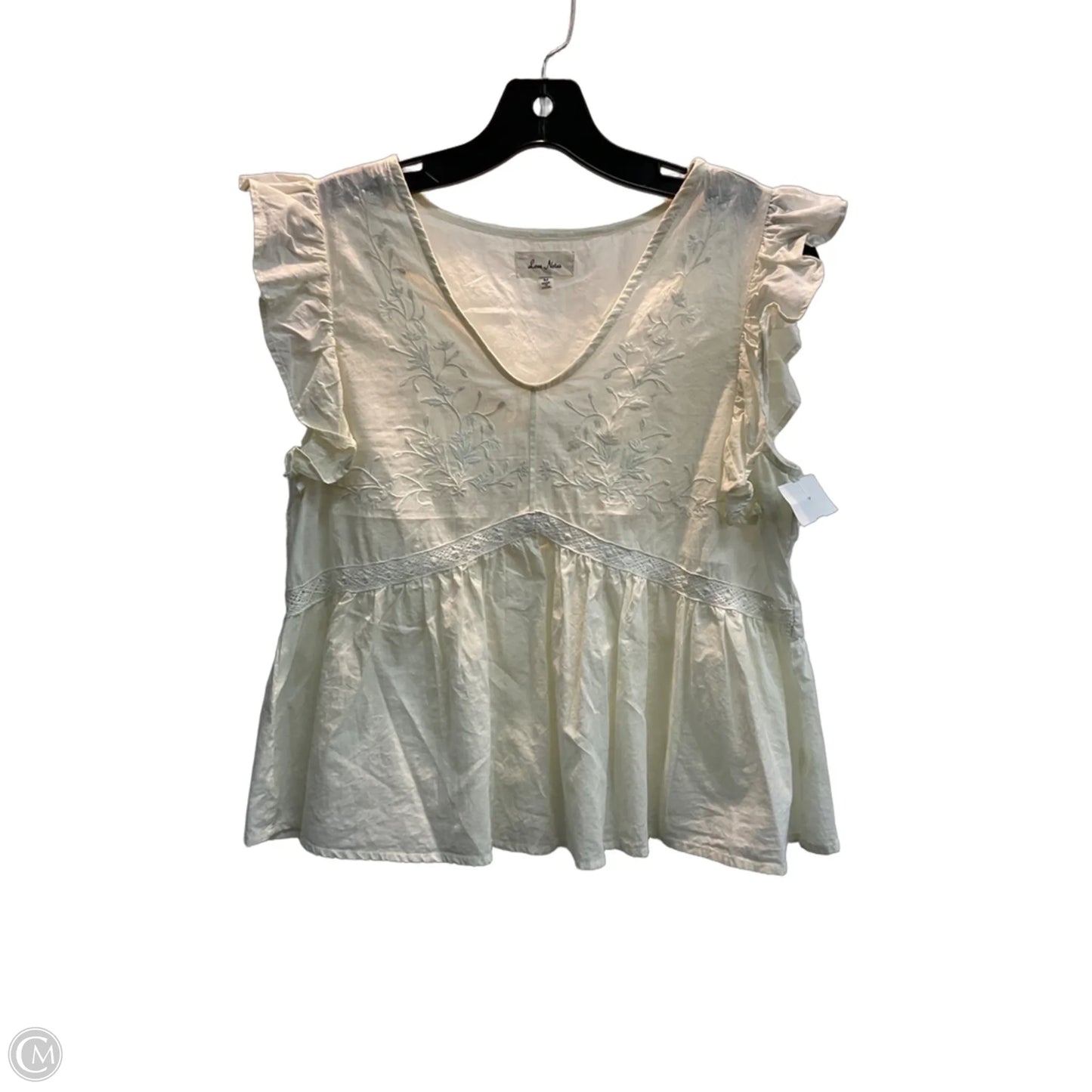 Top Short Sleeve By Love Notes In Cream, Size: M