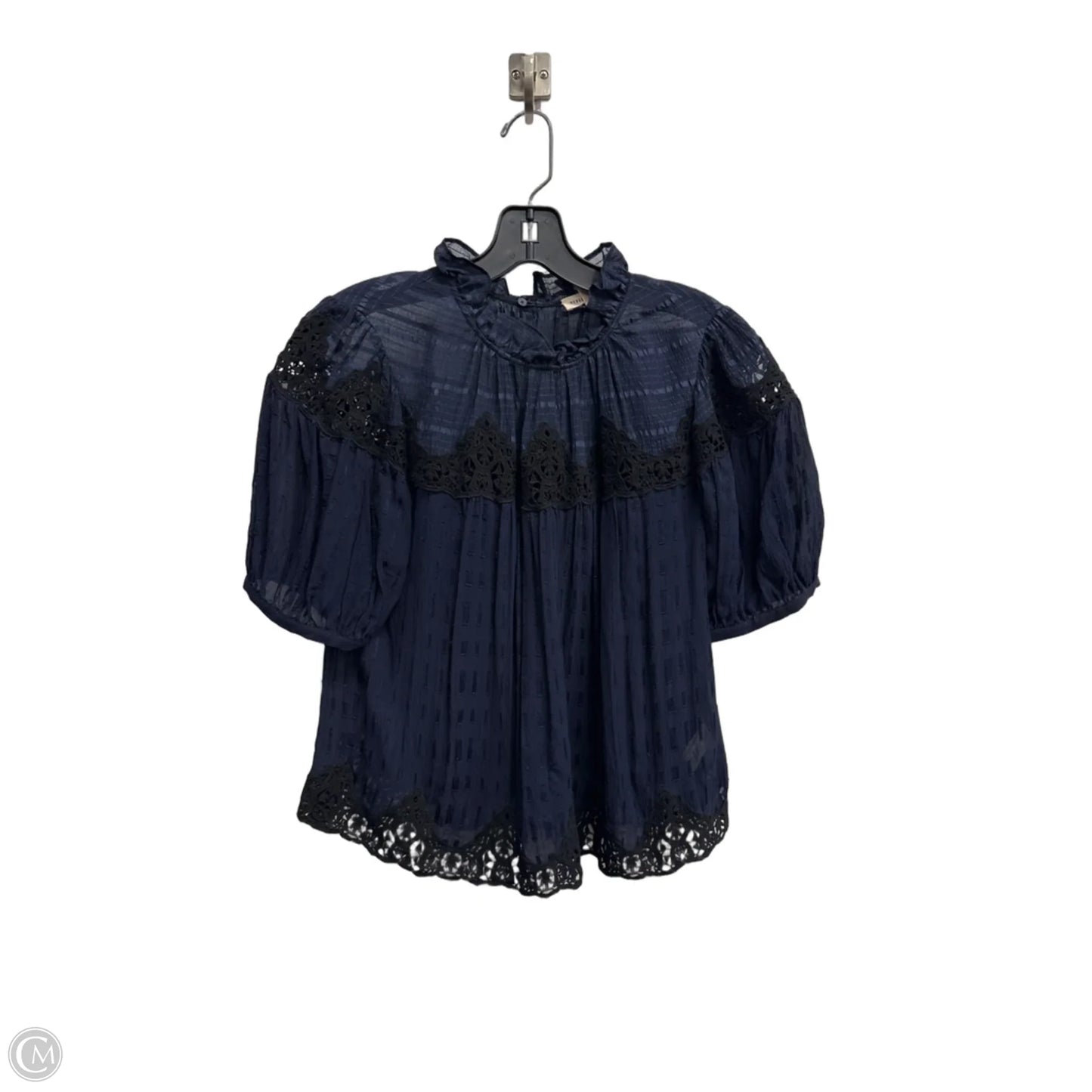 Blouse 3/4 Sleeve By Rebecca Taylor In Navy, Size: 0