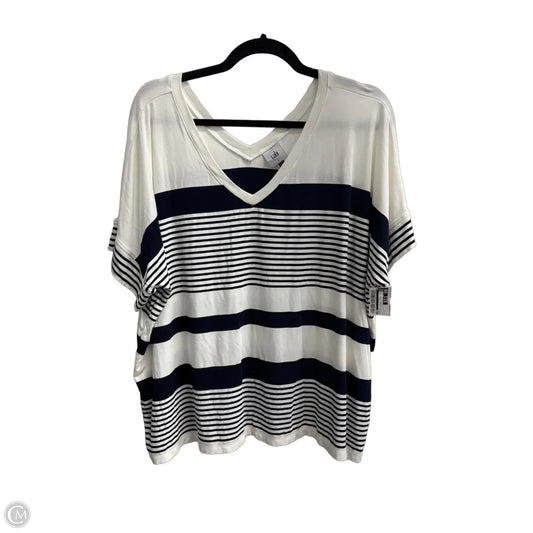 Top Short Sleeve By Cabi In Striped Pattern, Size: L