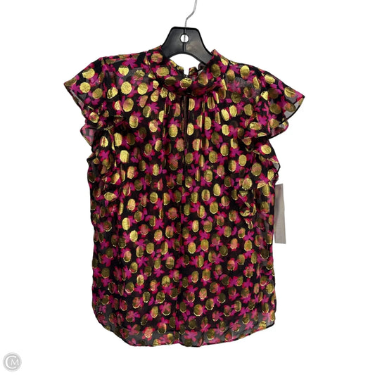 Blouse Short Sleeve By Milly In Black & Gold, Size: 0p