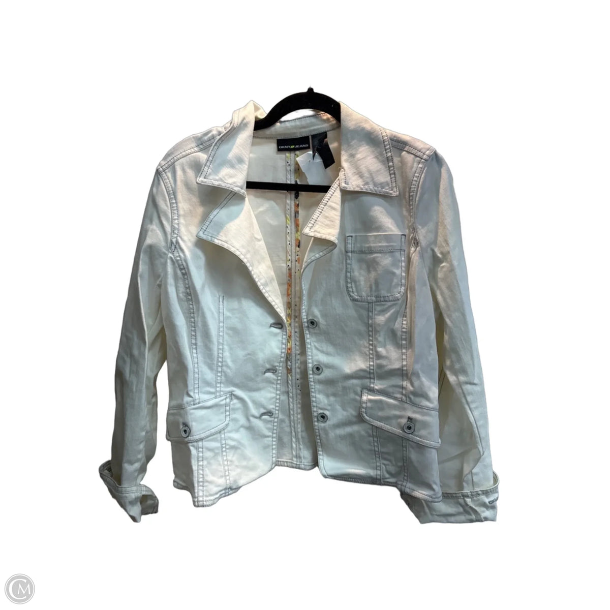 Jacket Denim By Dkny In White, Size: L