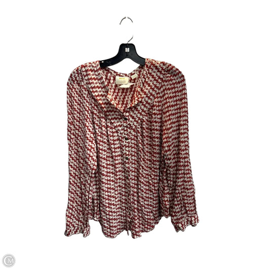 Blouse Long Sleeve By Maeve In Red & White, Size: Xl
