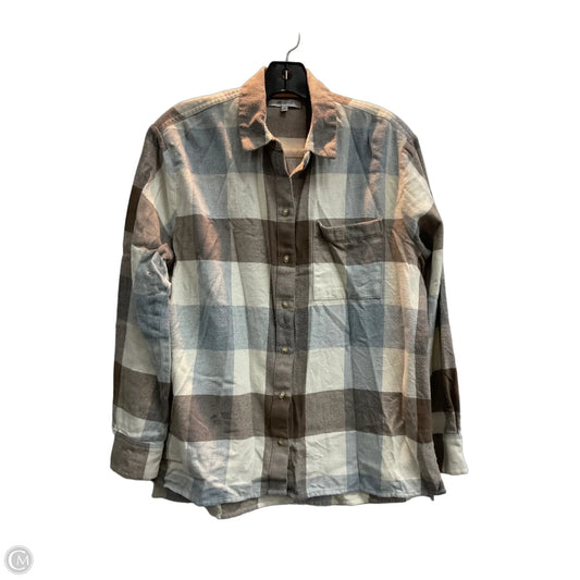 Top Long Sleeve By Madewell In Plaid Pattern, Size: M