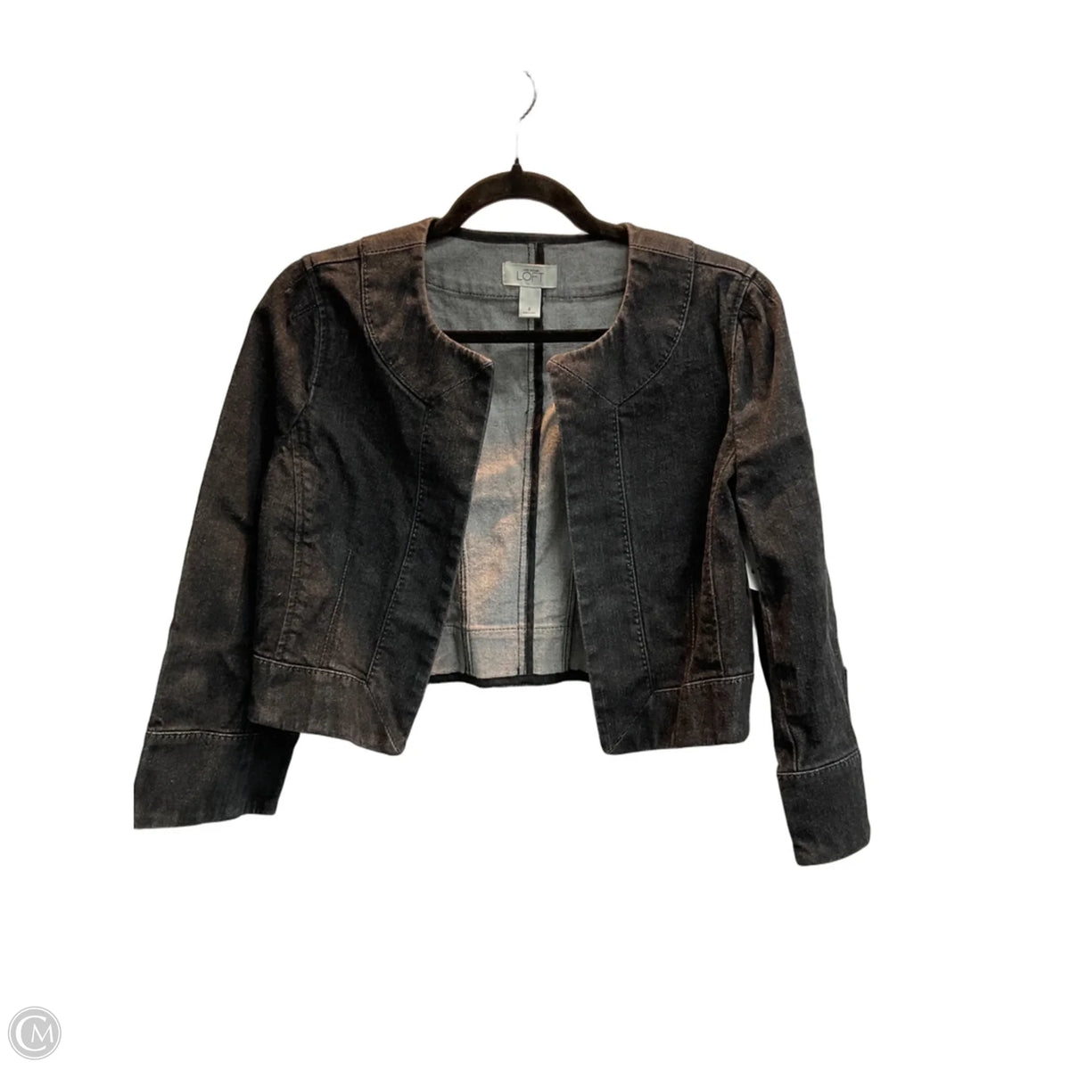 Jacket Denim By Loft In Black, Size: 8