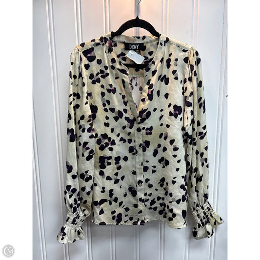 Blouse Long Sleeve By Dkny In Animal Print, Size: L