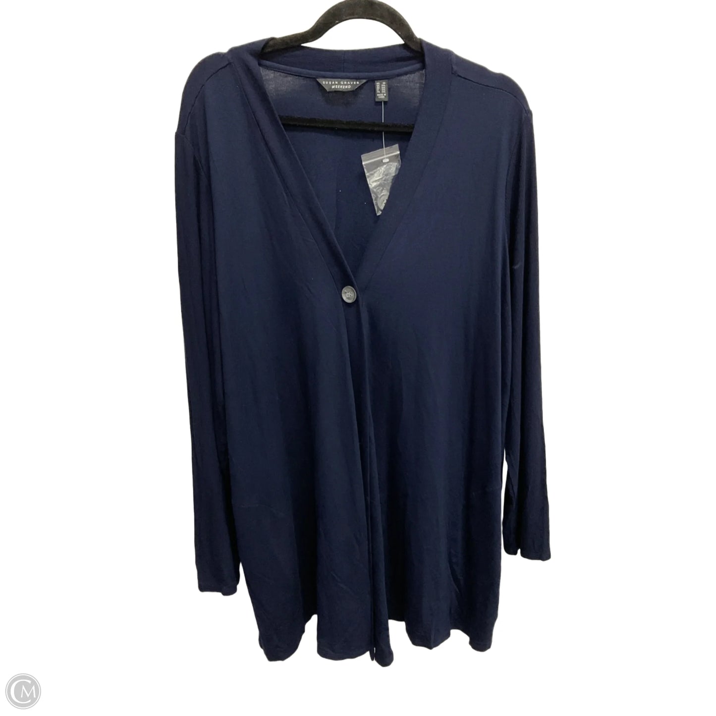 Cardigan By Susan Graver In Navy, Size: 2x