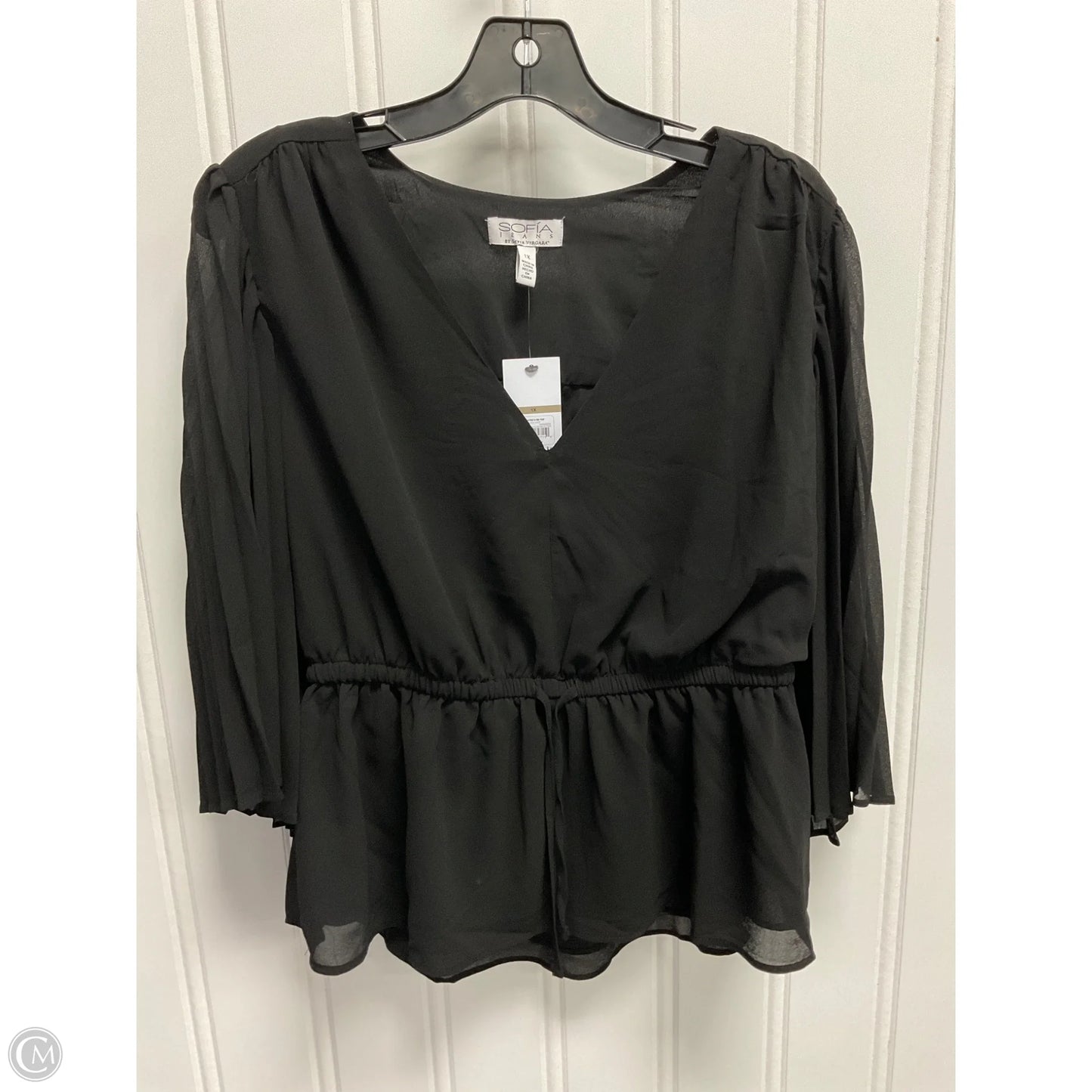 Top 3/4 Sleeve By Sofia By Sofia Vergara In Black, Size: 1x
