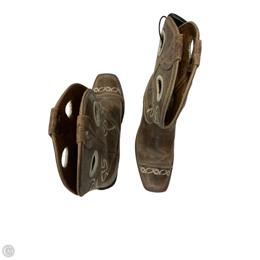 Boots Mid-calf Flats By Justin In Brown, Size: 7.5