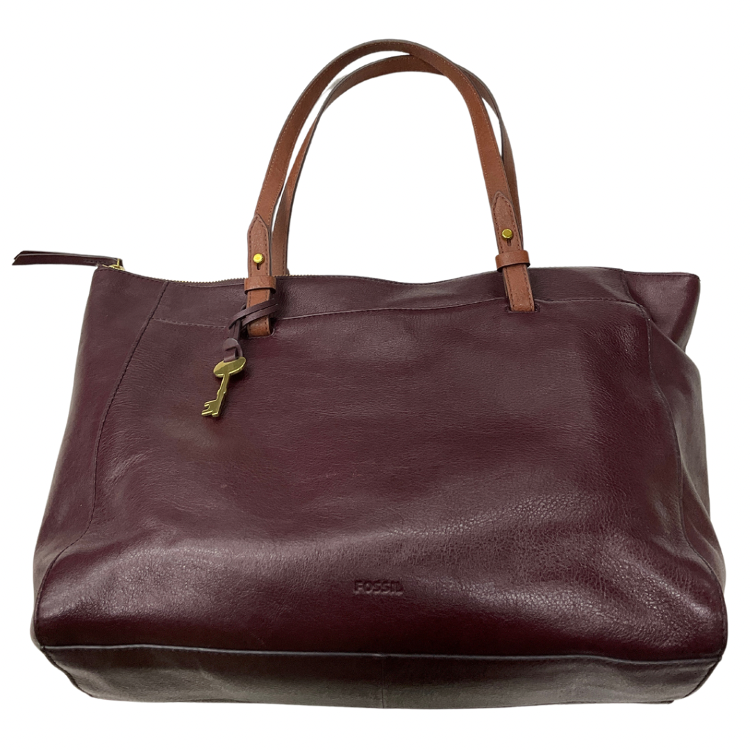 Handbag Leather By Fossil, Size: Large