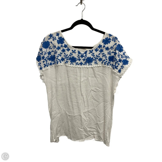 Top Short Sleeve By Clothes Mentor In Blue & Cream, Size: Xxl