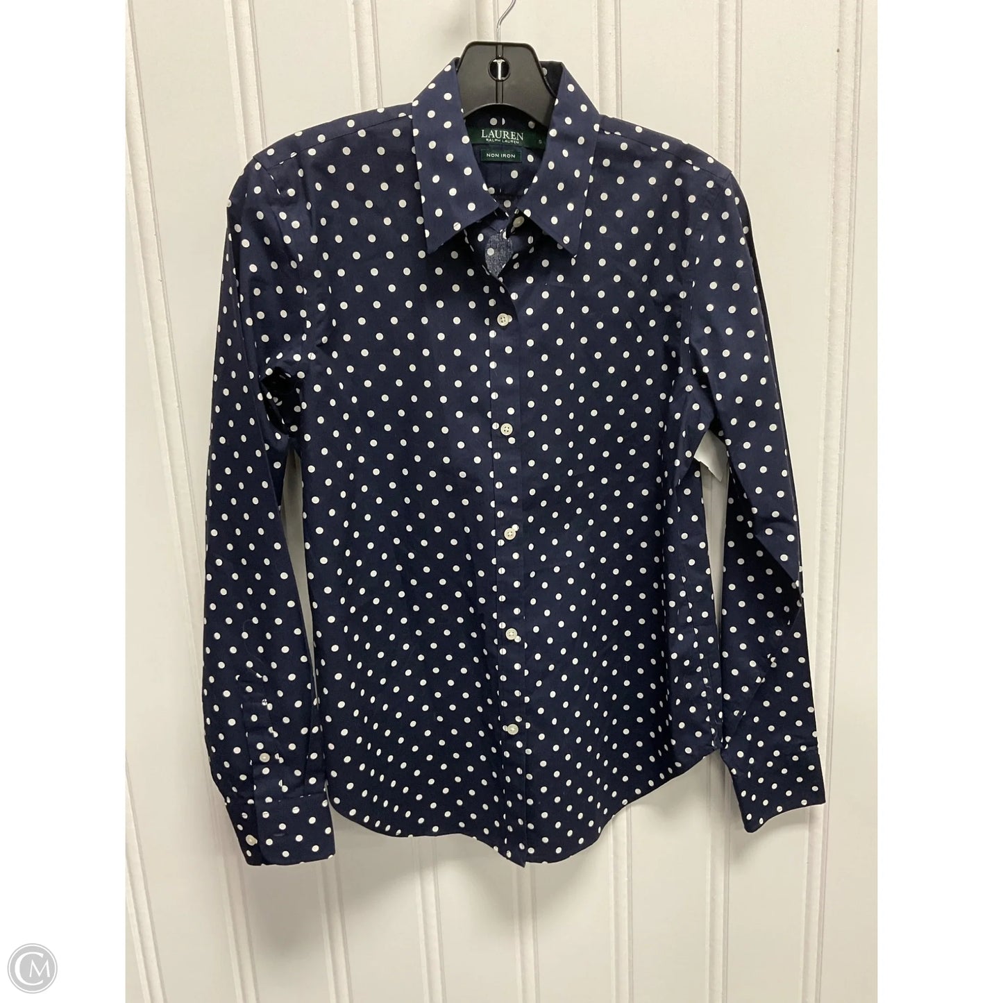 Top Long Sleeve By Lauren By Ralph Lauren In Polkadot Pattern, Size: S