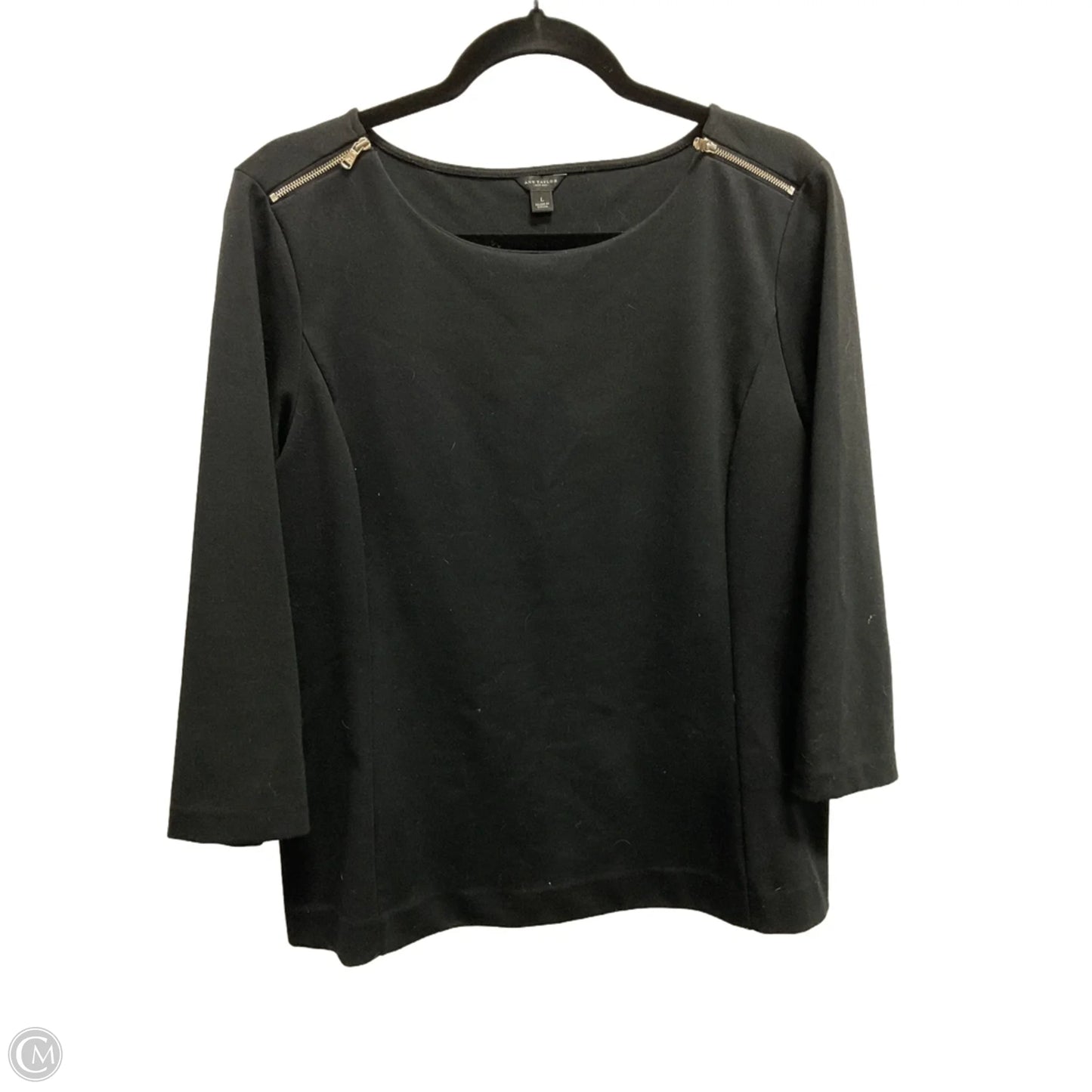 Top 3/4 Sleeve By Ann Taylor In Black, Size: L
