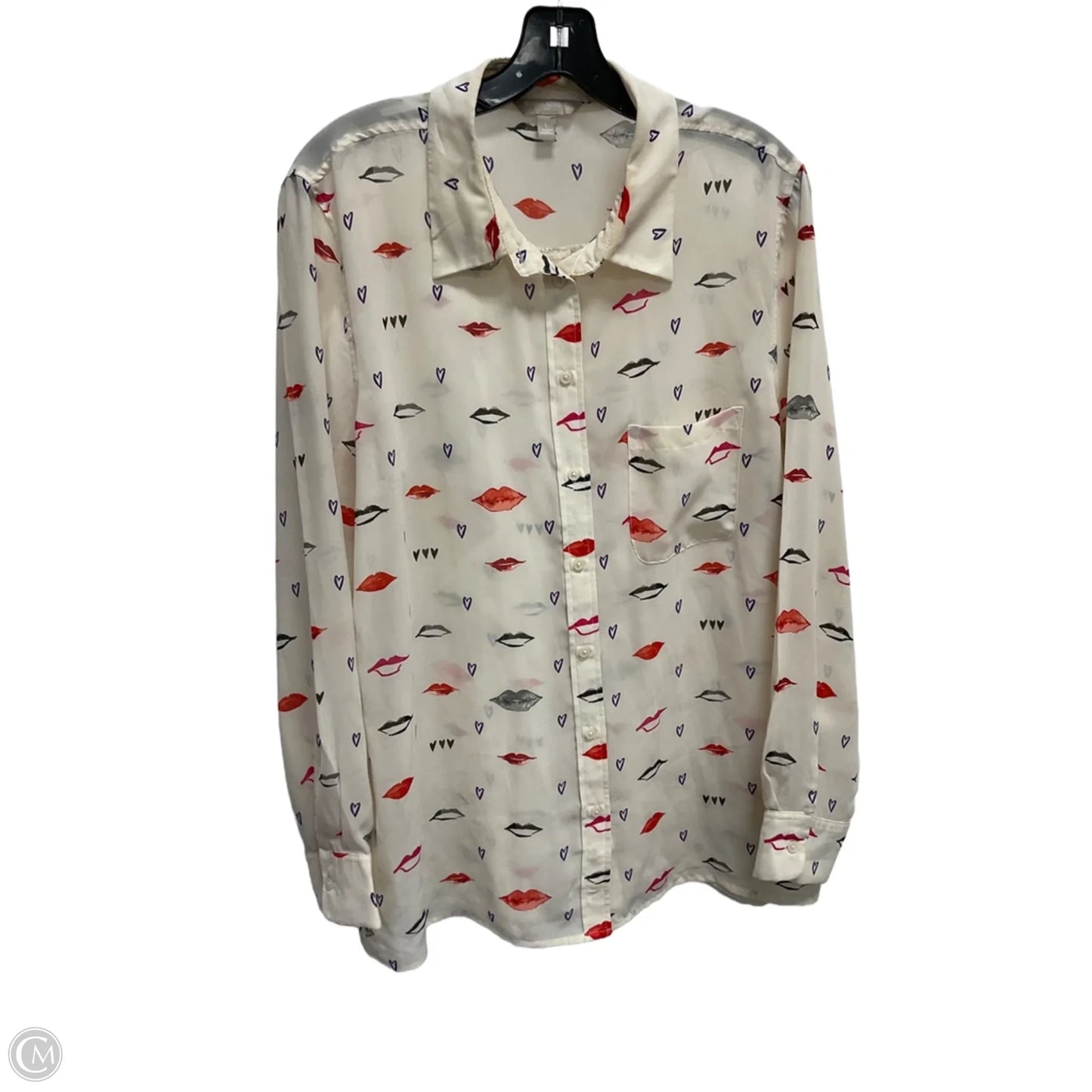 Top Long Sleeve By Banana Republic In Multi-colored, Size: L