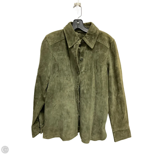 Jacket Leather By Valerie Stevens In Green, Size: M
