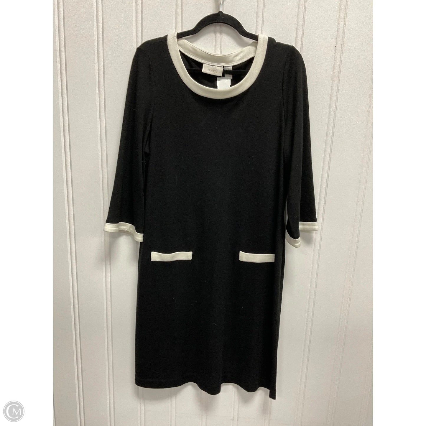 Dress Casual Midi By Chicos In Black & Cream, Size: L