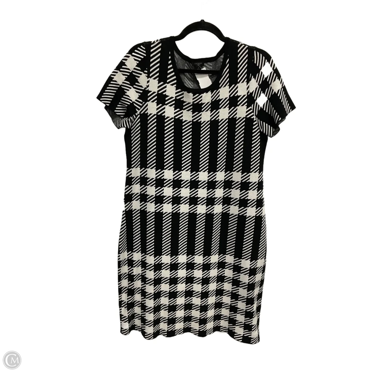 Dress Casual Midi By Ann Taylor In Black & Cream, Size: L