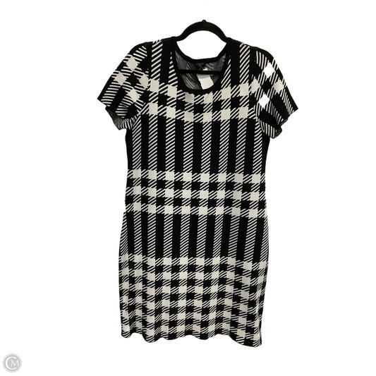 Dress Casual Midi By Ann Taylor In Black & Cream, Size: L