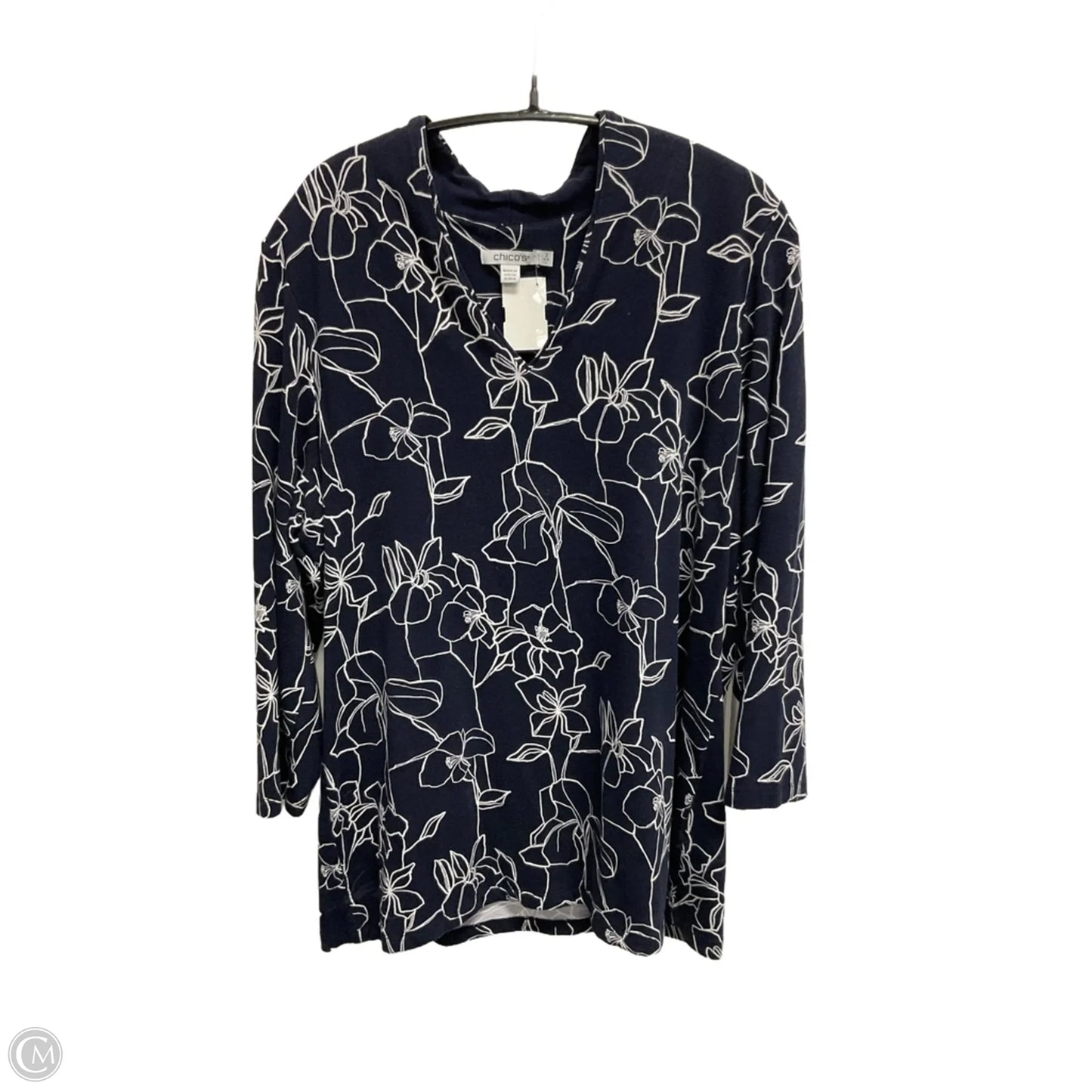 Top 3/4 Sleeve Basic By Chicos In Navy, Size: L