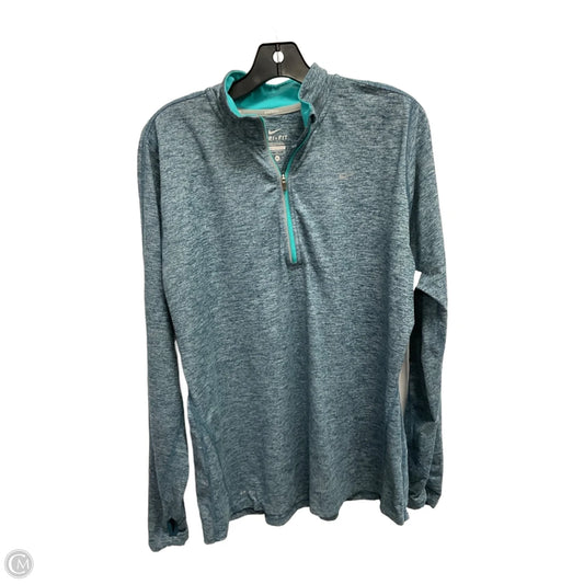 Athletic Top Long Sleeve Collar By Nike In Aqua, Size: Xl