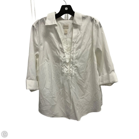 Blouse Long Sleeve By Chicos In White, Size: M