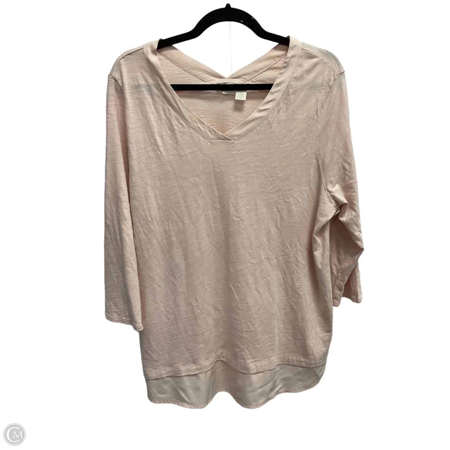 Top 3/4 Sleeve By Chicos In Peach, Size: L