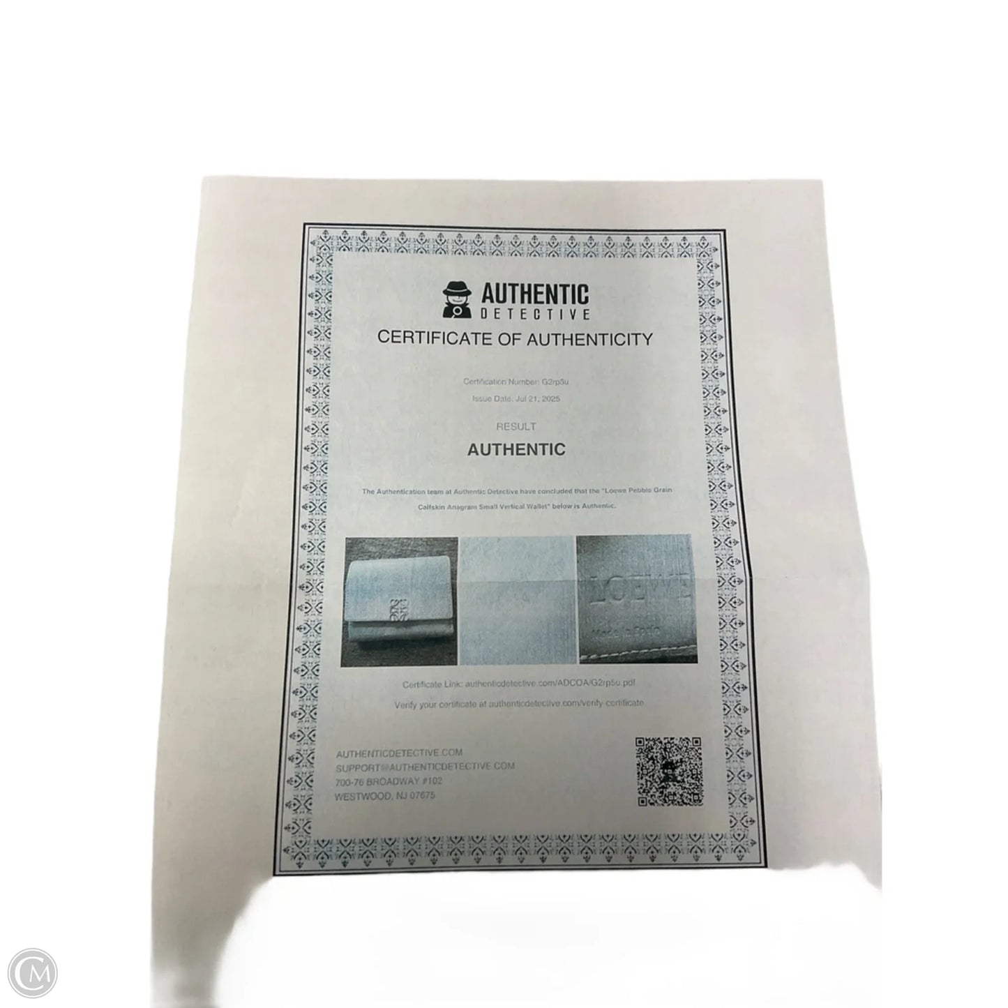 Anagram Trifold Wallet By Loewe, Size: Small