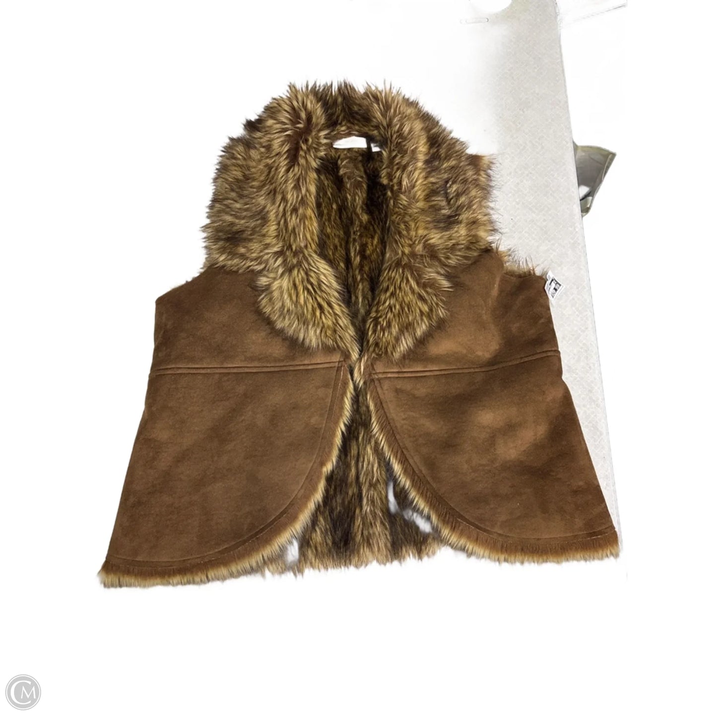 Vest Faux Fur & Sherpa By Chicos In Animal Print, Size: L