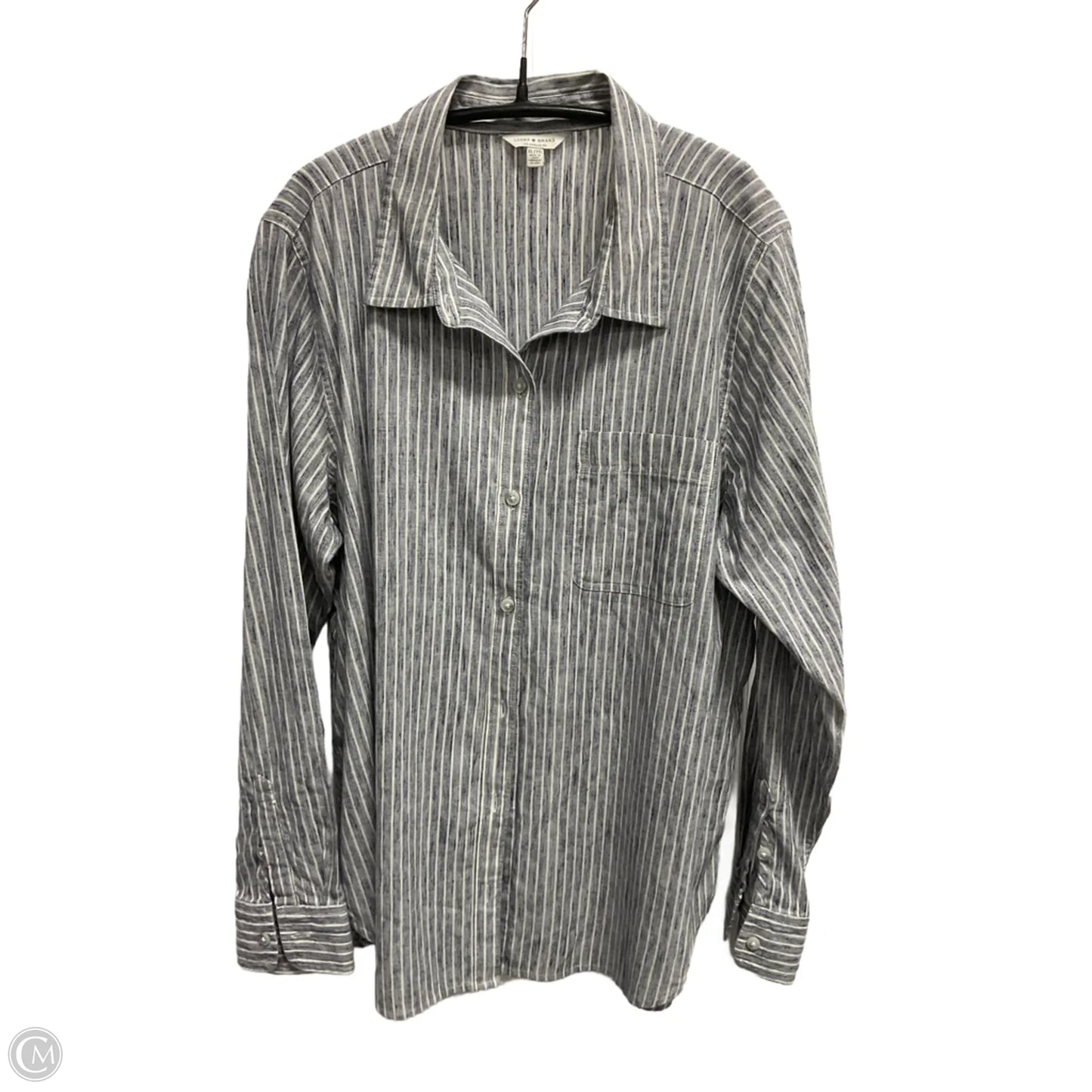 Blouse Long Sleeve By Lucky Brand In Striped Pattern, Size: Xl