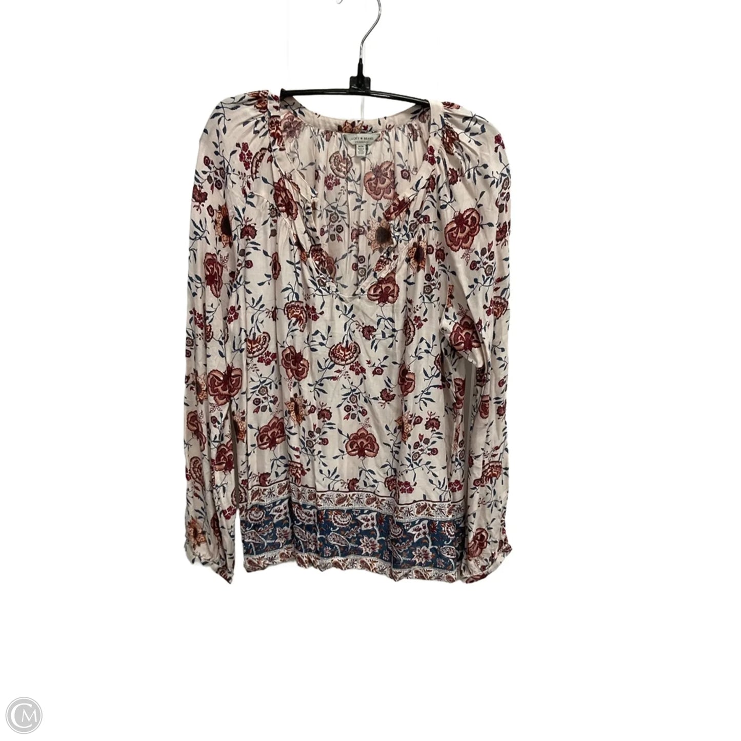 Blouse Long Sleeve By Lucky Brand In Floral Print, Size: M