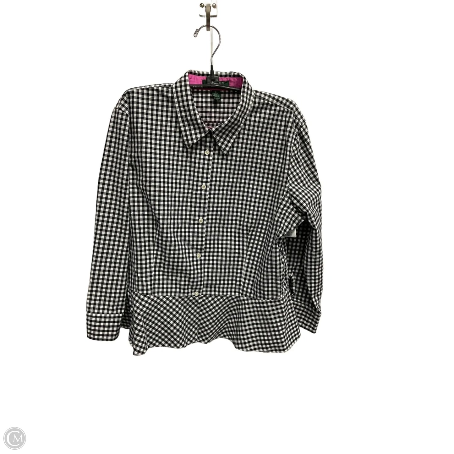 Blouse Long Sleeve By Lauren By Ralph Lauren In Checkered Pattern, Size: 16