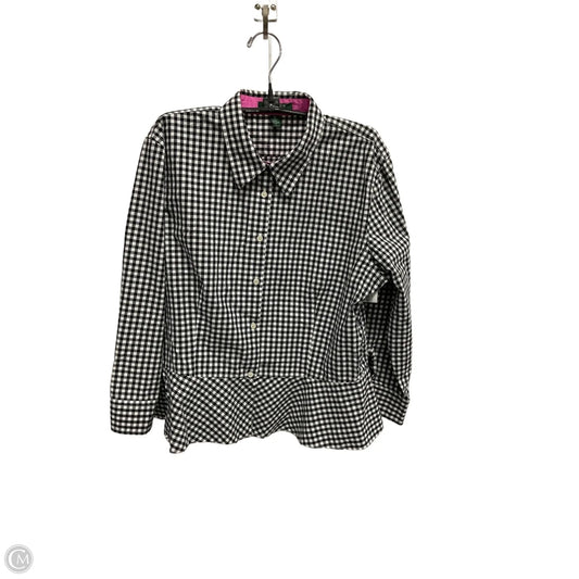 Blouse Long Sleeve By Lauren By Ralph Lauren In Checkered Pattern, Size: 16