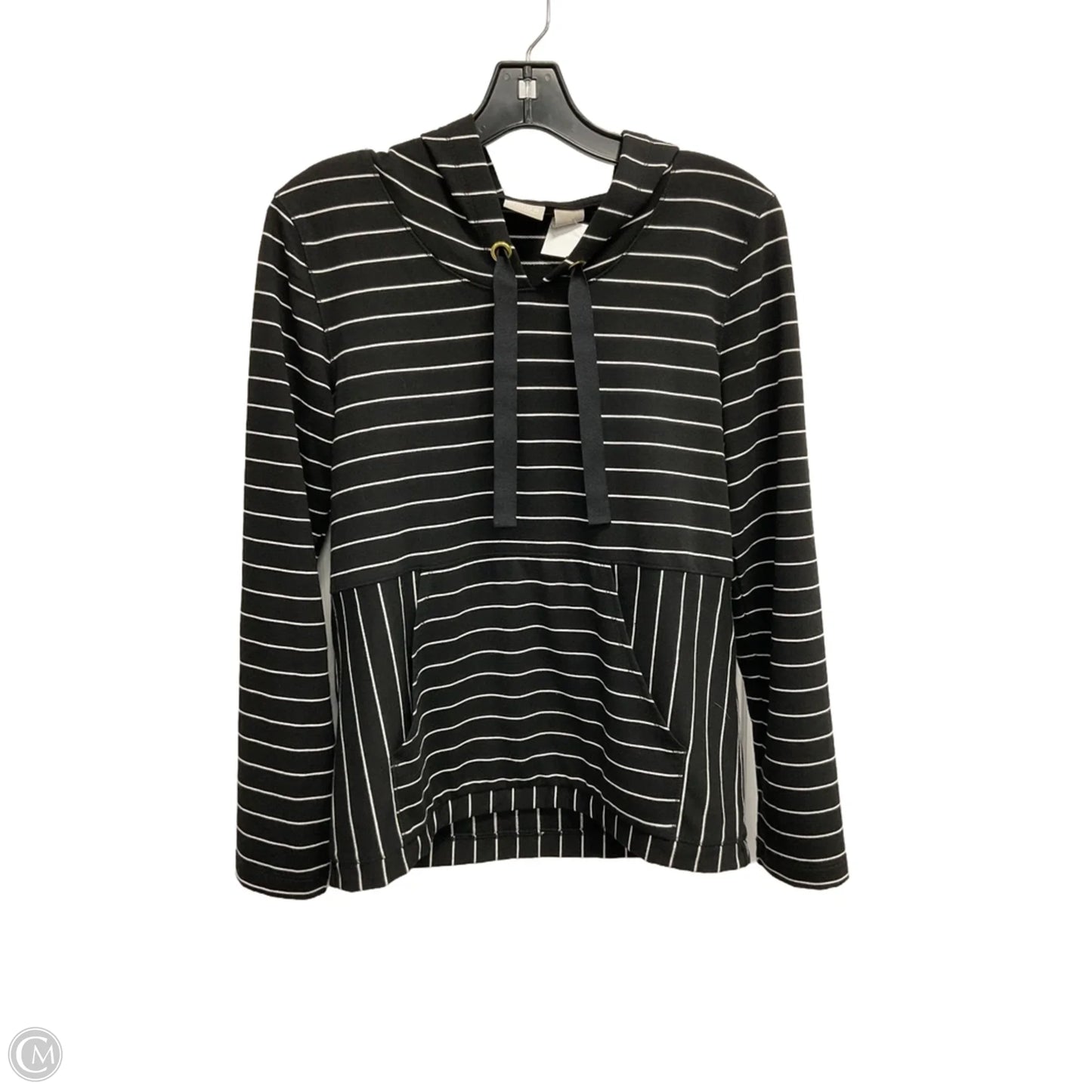 Athletic Top Long Sleeve Hoodie By Chicos In Striped Pattern, Size: Xs