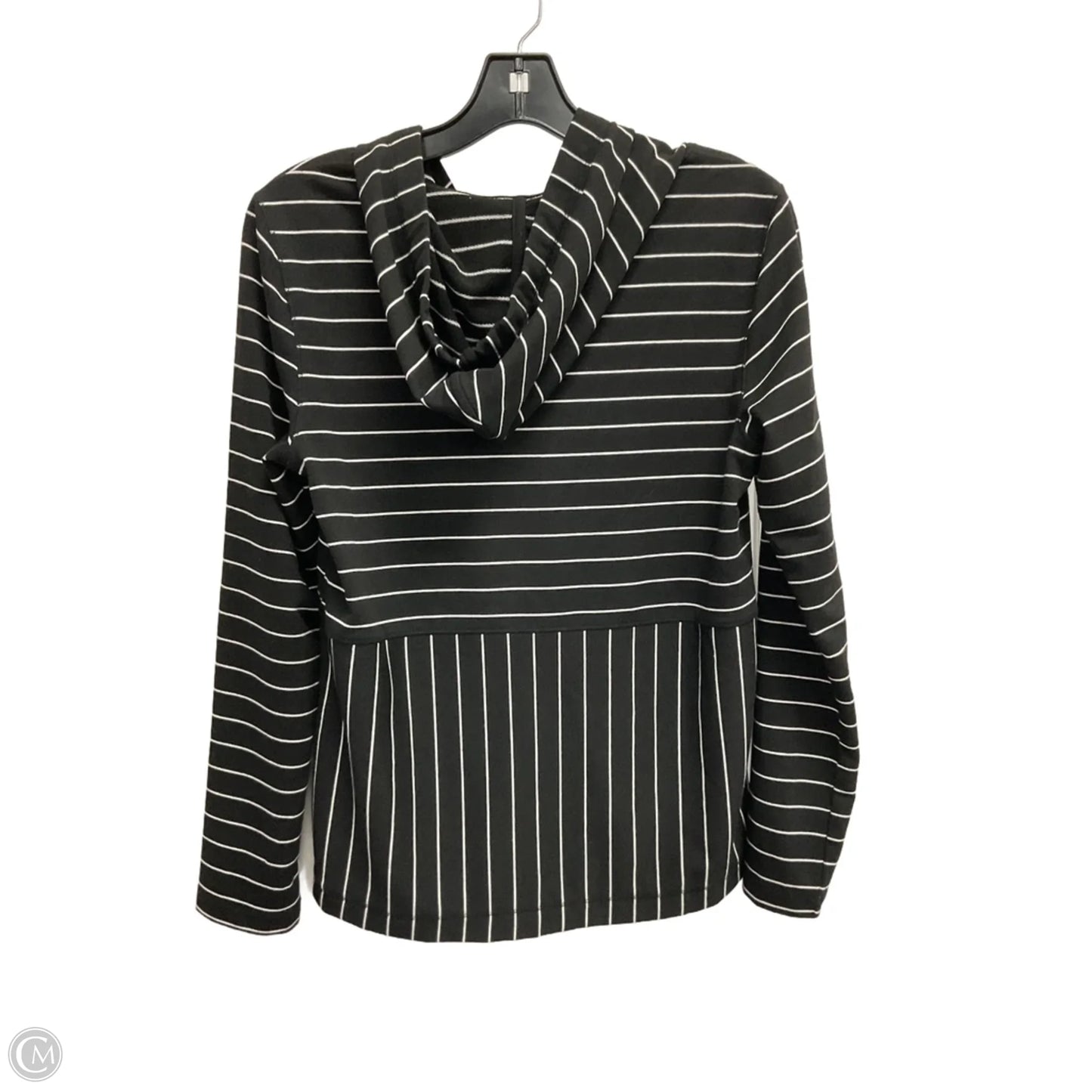 Athletic Top Long Sleeve Hoodie By Chicos In Striped Pattern, Size: Xs