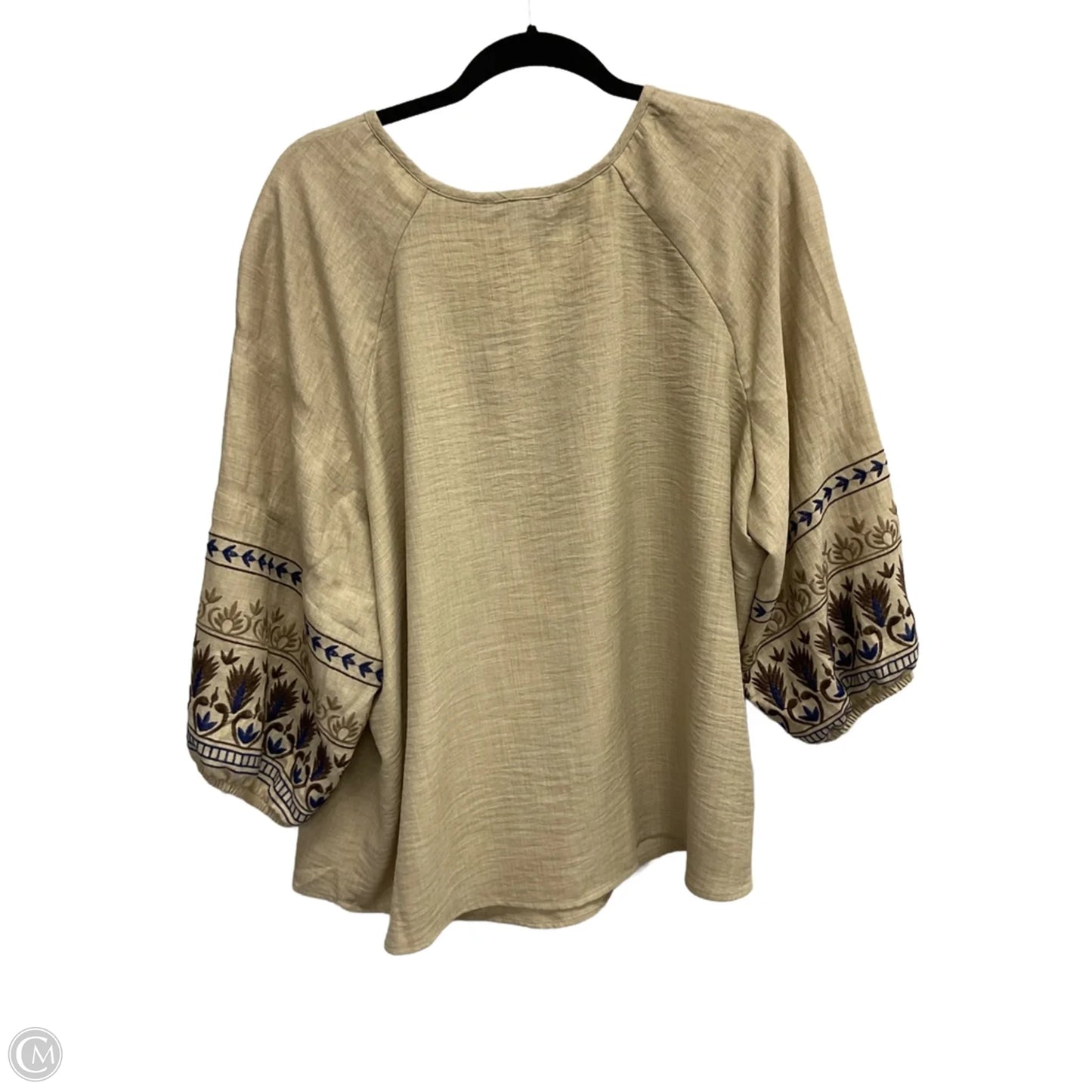 Top 3/4 Sleeve By Clothes Mentor In Tan, Size: 3x
