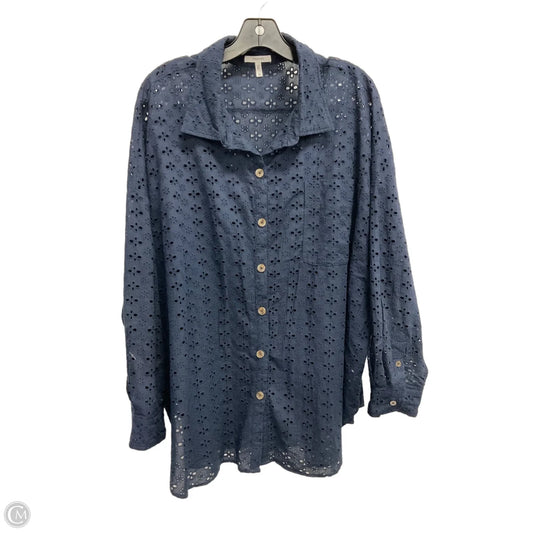 Blouse Long Sleeve By Maurices In Navy, Size: 3x
