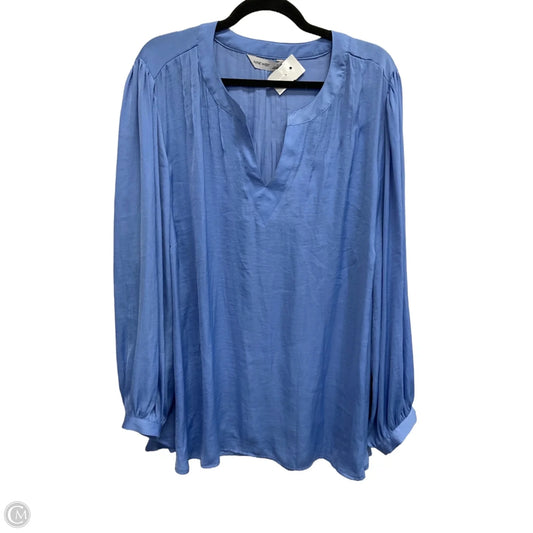Blouse Long Sleeve By Nine West In Blue, Size: 3x