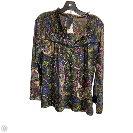 Blouse Long Sleeve By Dolan Left Coast In Paisley Print, Size: Xs