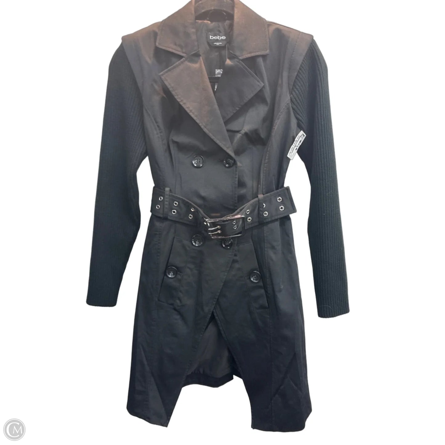 Coat Trench Coat By Bebe In Black, Size: Xxs