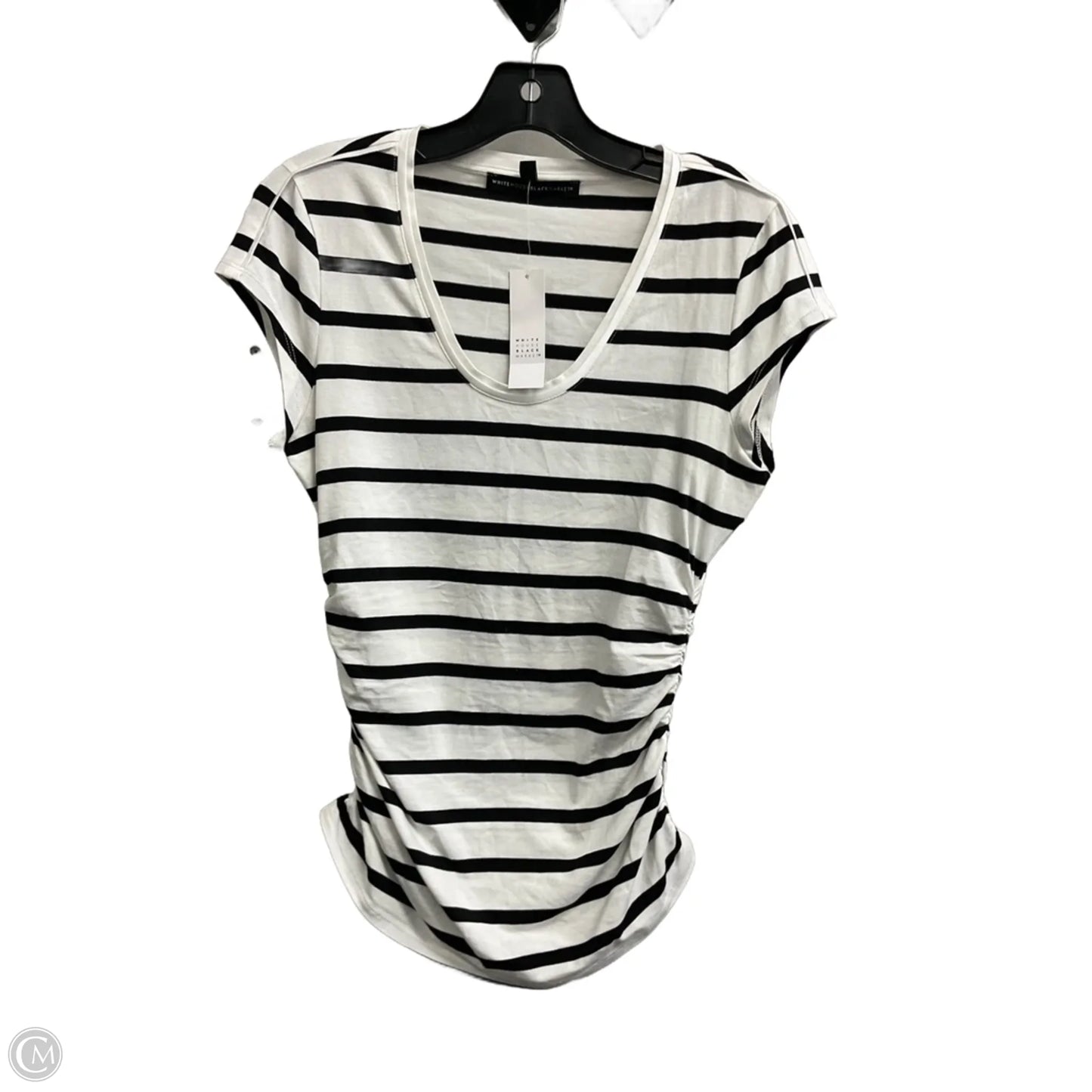 Top Short Sleeve Basic By White House Black Market In Striped Pattern, Size: Xs