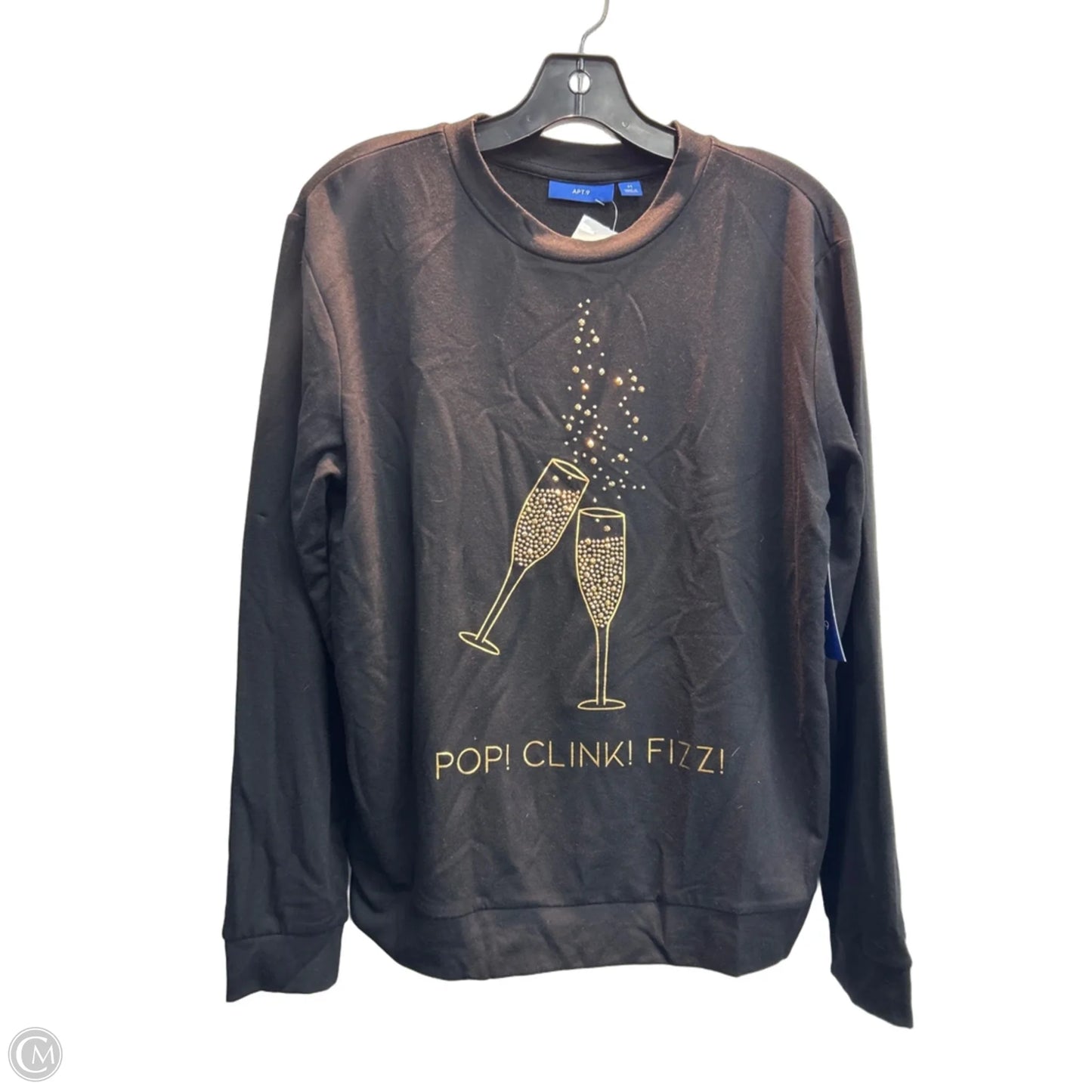 Top Long Sleeve By Apt 9 In Black, Size: M