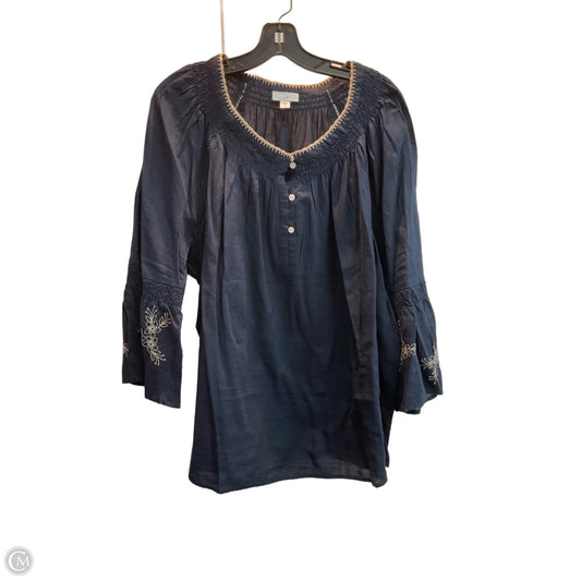 Blouse 3/4 Sleeve By J. Jill In Navy, Size: 2x