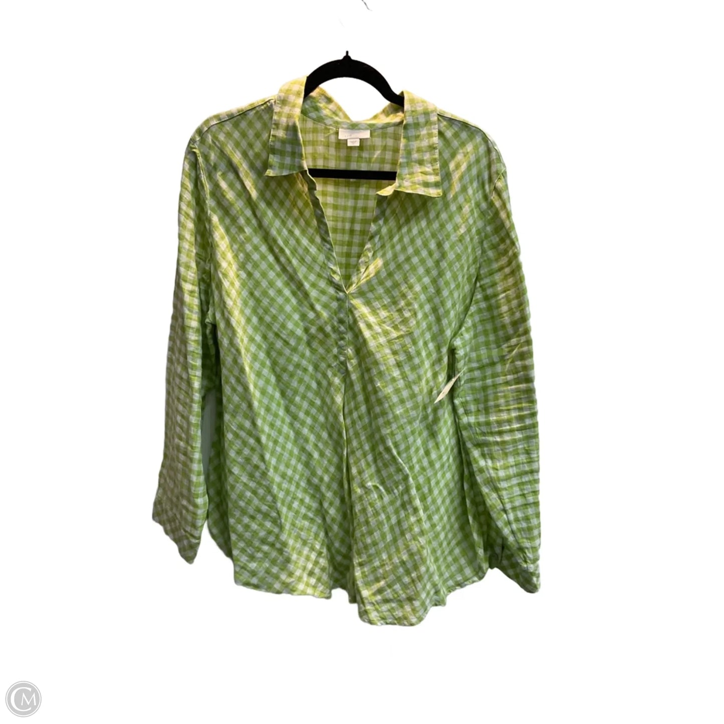 Blouse Long Sleeve By J. Jill In Checkered Pattern, Size: 2x