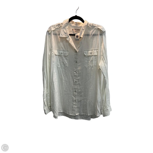 Blouse Long Sleeve By Banana Republic In White, Size: L